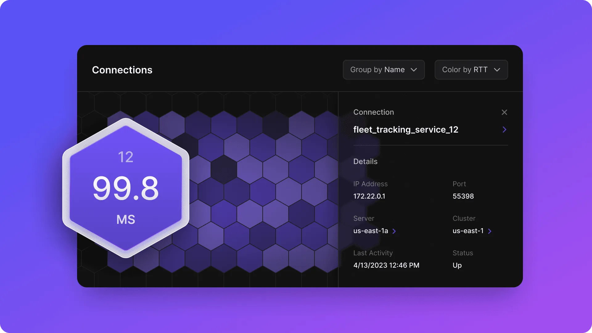 Monitor client connections and get details on which server or cluster they belong to.